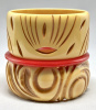 BB602 wide soft yellow carved bakelite bangles